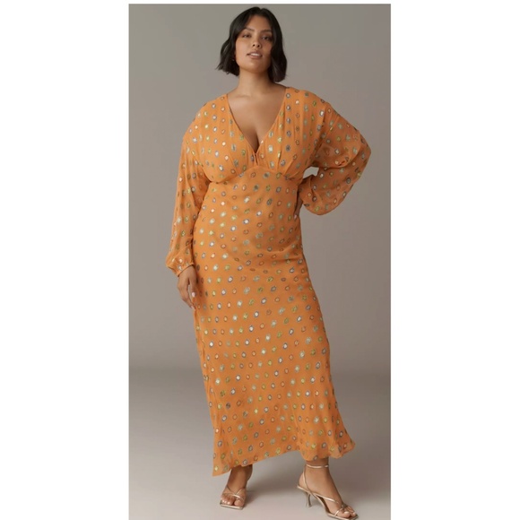Never Fully Dressed Long-Sleeve Foil Maxi Dress - Picture 1 of 1